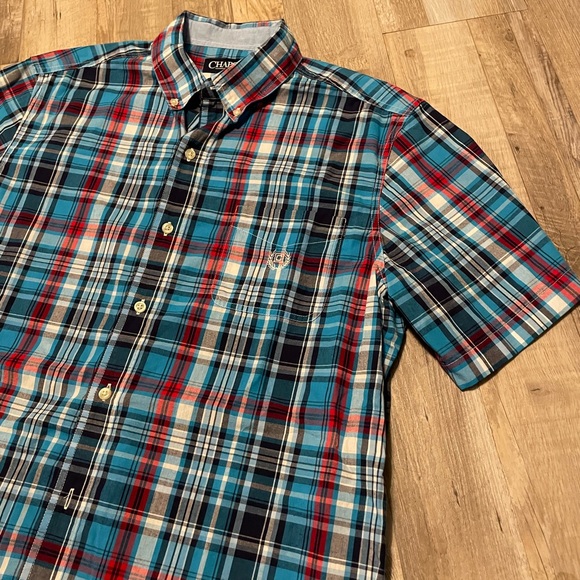 NWOT Chaps from The Bay Short Sleeve Plaid Button Up - Picture 2 of 4